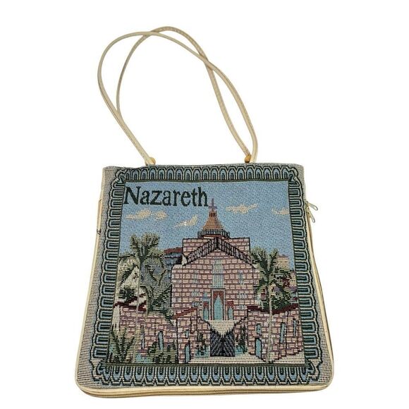 Nazareth Israel Tote Bag Zipper Expand Tapestry Vintage Souvenir Jesus 13x13 - Picture 2 of 5